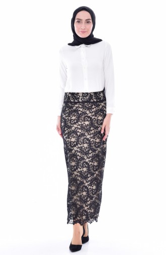 Lace Coated Pencil Skirt 1110-01 Black 1110-01