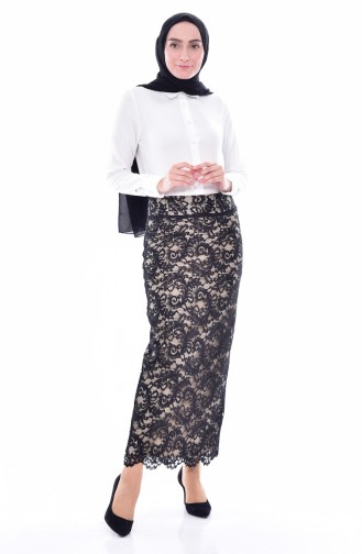 Lace Coated Pencil Skirt 1110-01 Black 1110-01