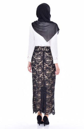 Lace Coated Pencil Skirt 1110-01 Black 1110-01