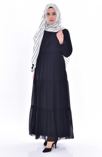 Bağcıklı Elbise 1892-01 Siyah