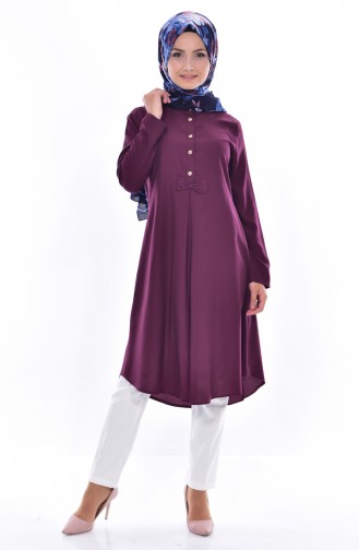 Buttoned Bow Tunic 1170-07 Cherry 1170-07