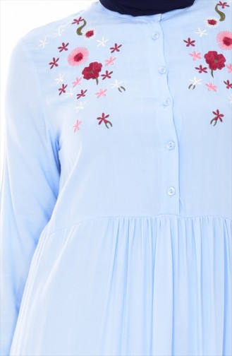 Nakışlı Elbise 80135-04 Bebe Mavisi