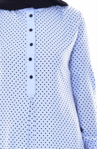Polka Dot Buttoned Tunic 2974-03 Baby Blue 2974-03