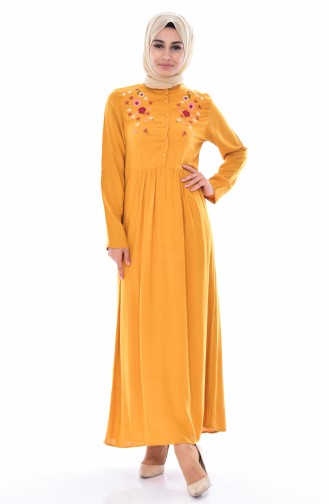Embroidered Dress 80135-02 Mustard 80135-02