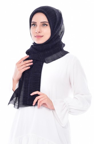Simli Pliseli Şal 901328-03 Lacivert