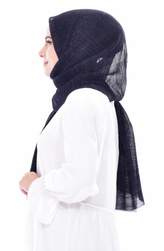 Simli Pliseli Şal 901328-03 Lacivert