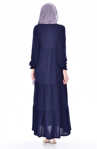 Ruched Dress 1025-02 Navy Blue 1025-02