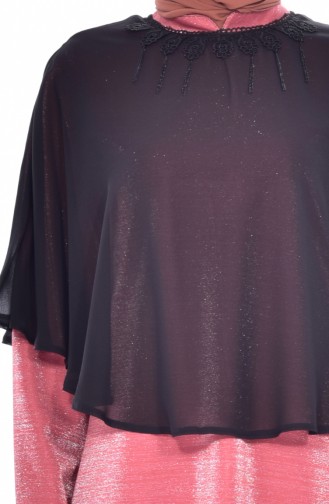 Large Size Silvery Tunic 4144-05 Black Dry Rose 4144-05