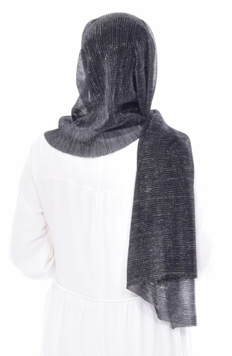 Glittered Pleated Shawl 901328-06 Black Silver 06