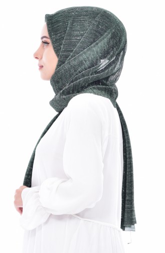 Simli Pliseli Şal 901328-04 Zümrüt Yeşili