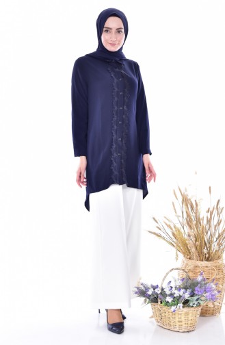 Dantelli Asimetrik Tunik 0787-08 Lacivert