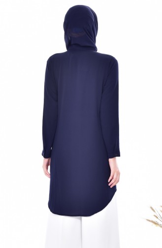 Ruched Asymmetric Tunic 0787-08 Navy Blue 0787-08