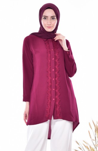 Dantelli Asimetrik Tunik 0787-09 Mor 0787-09