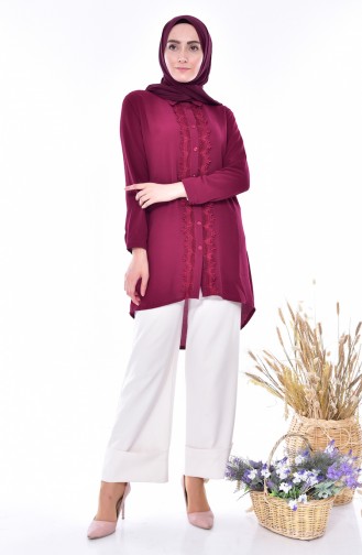 Ruched Asymmetric Tunic 0787-09 Purple 0787-09