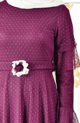 Robe Tulle a Ceinture 8190-02 Plum 8190-02