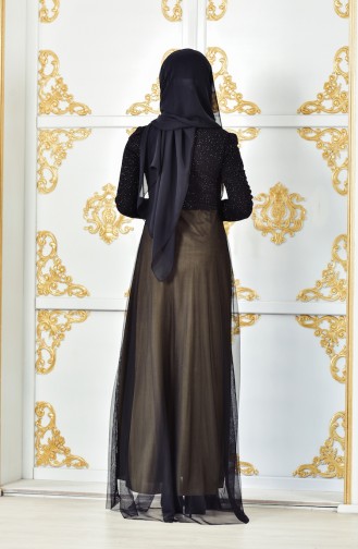 Khaki Hijab Evening Dress 3837-05