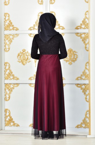 Glitzer Abendkleid mit Rundhalsausschnitt 3837-09 Schwarz Zwetschge 3837-09