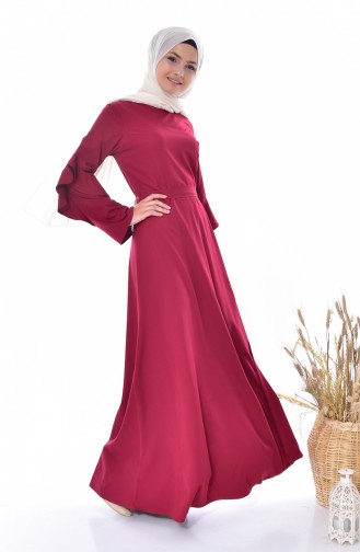 Claret Red Hijab Dress 5124-02
