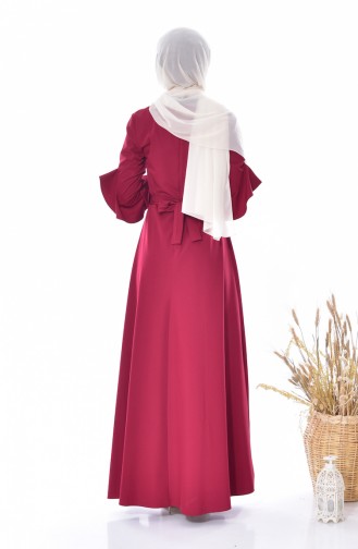 Claret Red Hijab Dress 5124-02