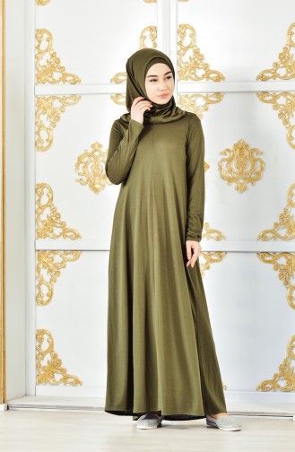 Umrah Kleid mit Kopftuch Geschenk 6095-01 Khaki 6095-01