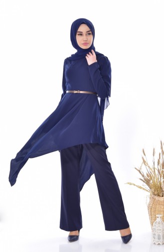 Asymmetrical Arched Tunic 0016-01 Dark Blue 0016-01