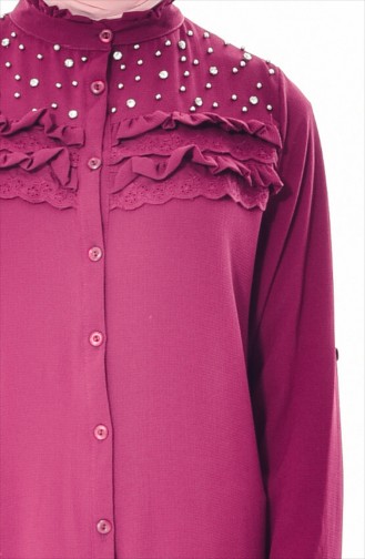 Pearls Frilly Tunic 0792-04 Plum 0792-04