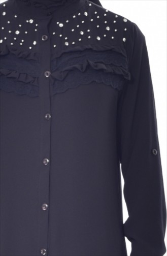 Pearls Frilly Tunic 0792-01 Black 0792-01