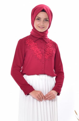 Blouse a Dentelle 4063-04 Bordeaux 4063-04