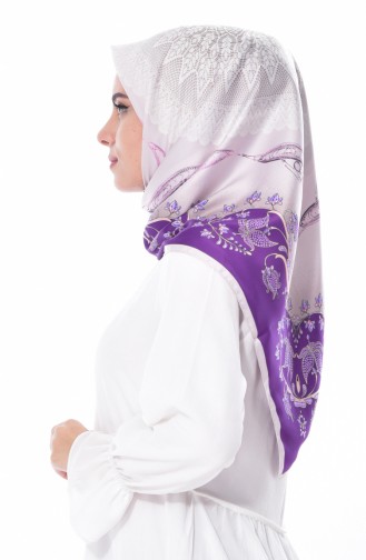 Karaca Patterned Rayon Shawl 90500-01 Mink Purple 01