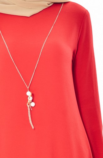 Necklace Asymmetrical Tunic 0808-03 Red 0808-03