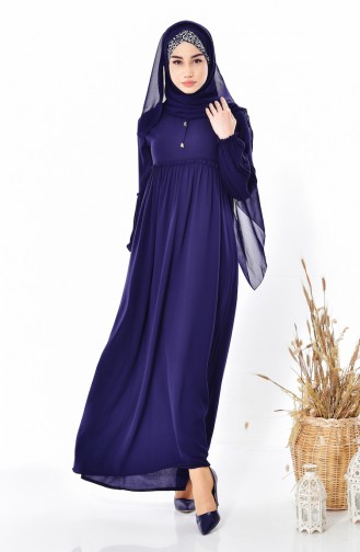 Fırfırlı Elbise 7014-05 Lacivert