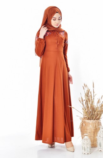 Brick Red Hijab Dress 0522-08