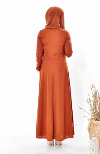 Brick Red Hijab Dress 0522-08