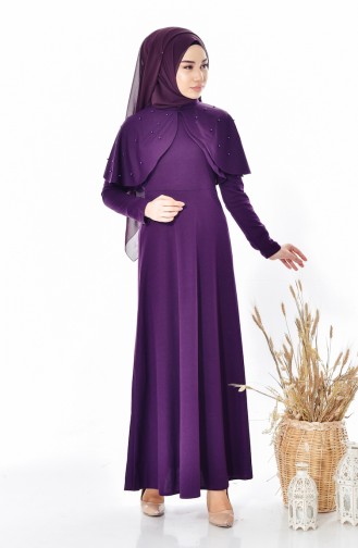 Kleid mit Perlen 0555-06 Lila 0555-06