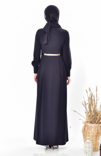 Kleid mit Gürtel 1401-01 Schwarz 1401-01