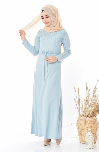 Besticktes Kleid mit Schnürer 7921-04 Baby Blau 7921-04
