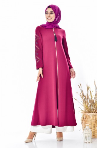 Authentic Patterned Abaya 7016-05 Dark Claret Red 7016-05
