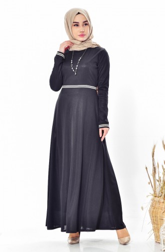 فستان بتصميم مُزين بقلادة 1865-03 لون أسود 1865-03