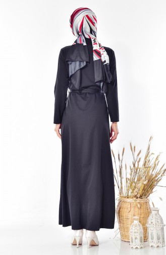 Düğme Detaylı Elbise 8003-01 Siyah