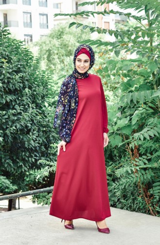 Claret Red Hijab Dress 6666-04