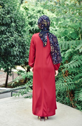 Claret Red Hijab Dress 6666-04