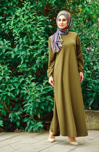 Khaki Hijab Dress 6666-03