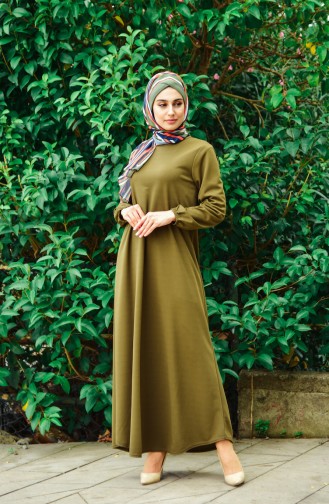 Khaki Hijab Dress 6666-03