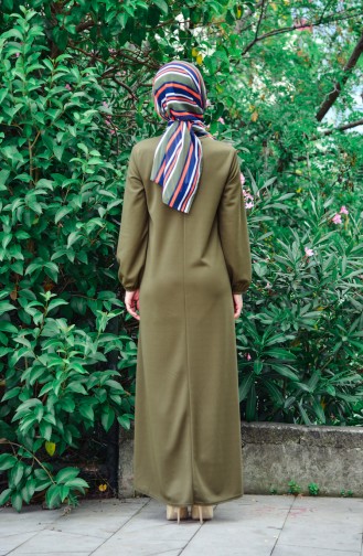 Khaki Hijab Dress 6666-03