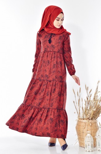 Brick Red Hijab Dress 0067-04
