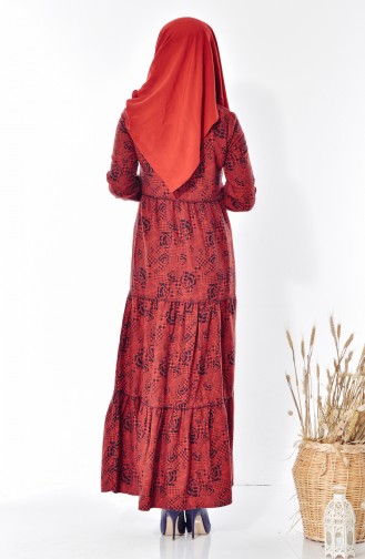 Brick Red Hijab Dress 0067-04