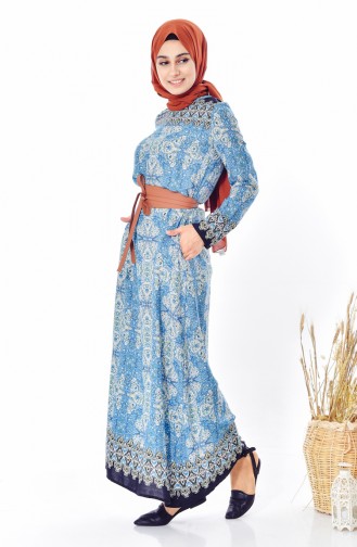 Saxe Hijab Dress 7277-01