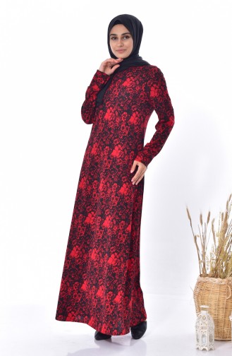 EFE Patterned Dress 0195-01 Black Red 0195-01
