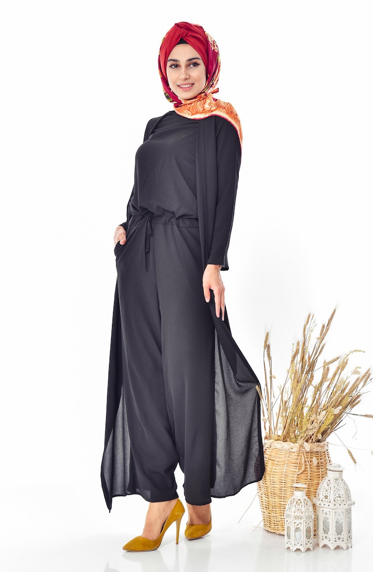 black pocketed jumpsuit