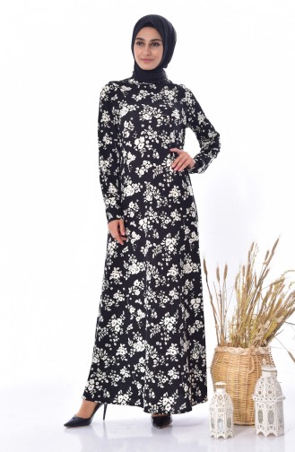 Patterned Dress 0198-01 Black White 0198-01